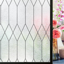 Window Privacy Film Stained Glass Static Clings, Bathroom Frosted Leaded Decorat