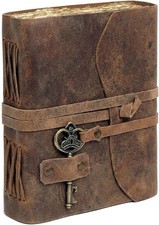Vintage Leather Journal - Handmade Refillable Leather Bound Notebook with Dec...
