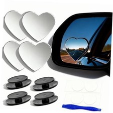 Heart Shaped Frameless Blind Spot Mirrors, Cute HD Glass Convex Rearview