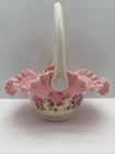 Fenton Pink Rosalene Basket Hand painted Limited Edition #128/2500 Signed