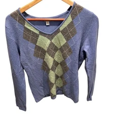 Apt. 9 argyle v-neck 100% cashmere women’s sweater size medium