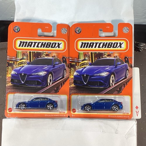 LOT of 2 2022 Matchbox 2016 Alfa Romeo Giulia MONTECARLO BLUE ESTATE CLOSEOUTS
