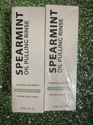 2x Spearmint Oil Pulling Rinse 8 floz -237mL Organic New Sealed Spearmint Flavor