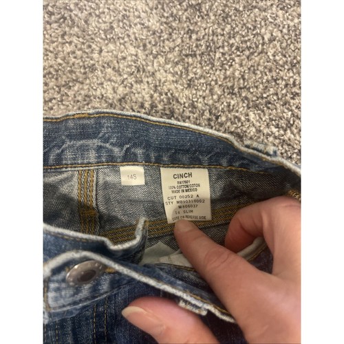 Cinch Boy’s Carpenter Loose Fit Denim Blue Jeans Size 14 Slim - Picture 4 of 9