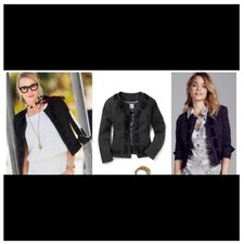 Cabi Seaside Chic Blazer Size 10 Black White Polka Dot Swiss Career Preppy 5156