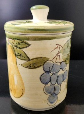 VTG Gibson Canister Kitchen Storage Jelly Jar Container Fruit Design Sealed Lid