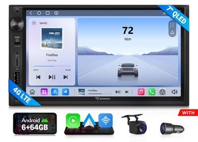 Autoradio Android Doppel DIN Touchscreen 7'' QLED 6+64GB Navi Radio 4G LTE Kamera