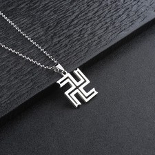 Mens Stainless Steel Swastika Pendant Necklace Buddhist Symbol Jewelry