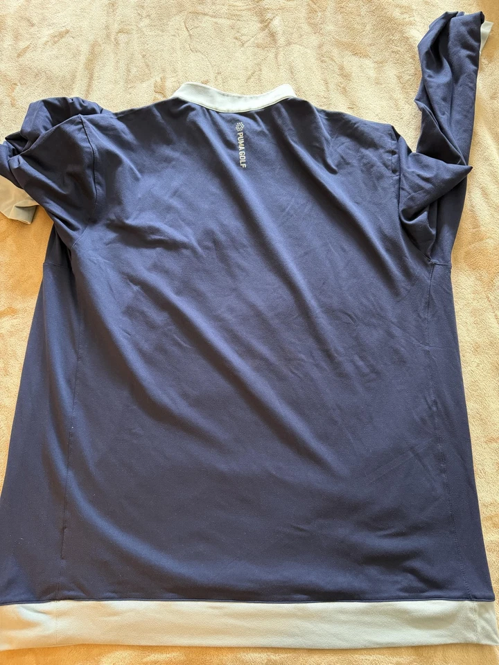 Puma Golf Pullover Mens Large Blue 1/4 Zip Stretch Mock Neck Long Sleeve Soft - Image 4 of 4