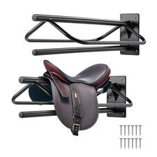Saddle Rack with Pad Bar 2 Packs Wall Mounted Horse Saddle Stand Black