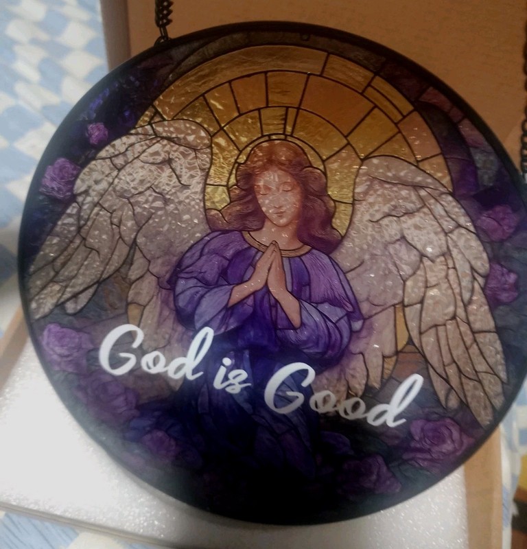 Religious Stained Glass Sun Catcher  Window Decor for Faith and Inspiration