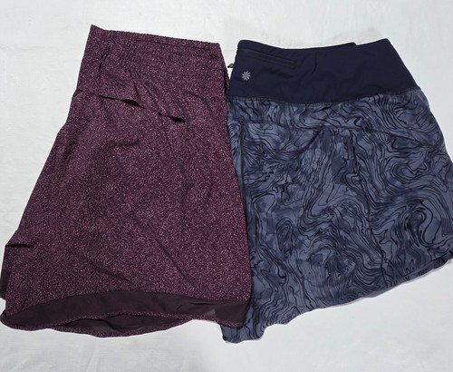 Athleta Shorts Womens Sz 2XL Racer Run Lined Zip Pocket Stretch Active 2 Pair
