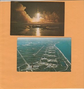 2 vintage NASA Kennedy Space Center Florida postcards Apollo 17 & Aerial View