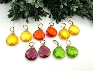 Authentic Faceted Teardrop Earrings Set In Assorted Colors With Gold-Plated Hooks