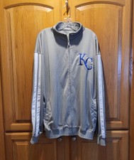 Dynesty Kansas City Royals Baseball Gray Striped Arm Full Zip Jacket Men's Sz XL