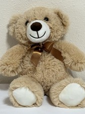 Teddy Bear 2022 13 Inch Light Brown Plush Brown Bow Soft Clean