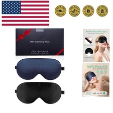 100 Real Mulberry Silk 2 Pack Sleep Mask, Pure Silk Eye Masks with Adjustabl...