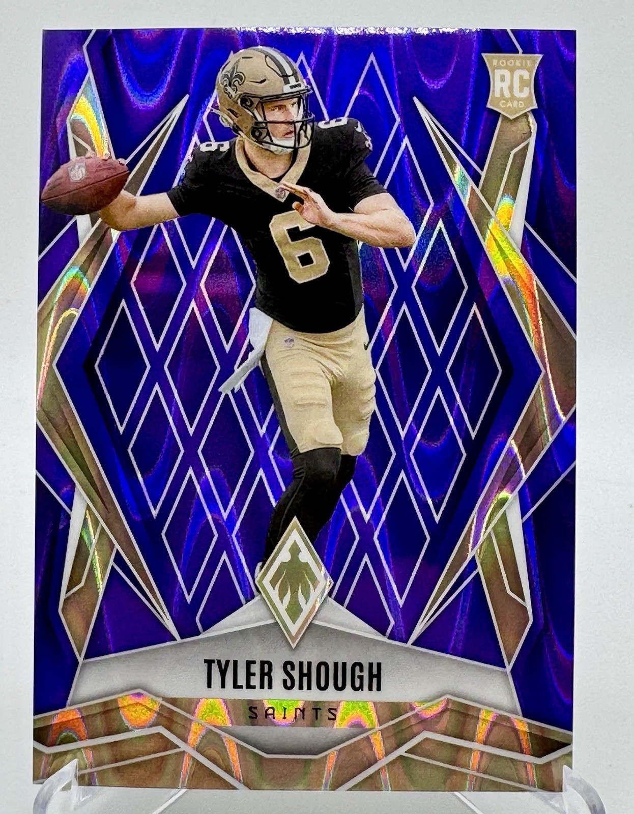 2025 Panini Phoenix Rookie Tyler Shough #169 Purple Seismic 23/49 RC Saints