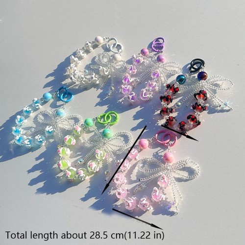 Beaded Mobile Phone Strap Bowknot Phone Lanyard Fashion Bag Pendant Keychain - Photo 2 sur 15