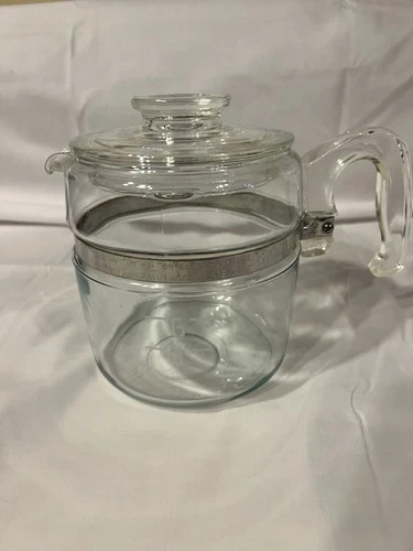 Vintage Pyrex Glass Flameware 6 Cup Coffee Pot Percolator 7756-B Pot & Lid EUC