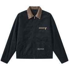 Mens American Retro Zipper Jacket Workwear Autumn/Winter Collar Jacket Top
