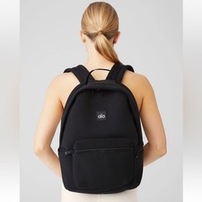 ALO Yoga NWT Stow Backpack In Black  Silver Detachable Pouch Water Resistant