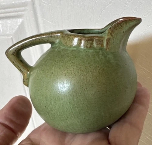 Frankoma Pottery Mini Ball Creamer with Spout Vintage 553 Prairie Green 3.5" T