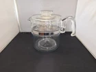 VINTAGE PYREX FLAMEWARE #7756 COFFEE 6 CUP PERCOLATOR POT  BLUE TINT