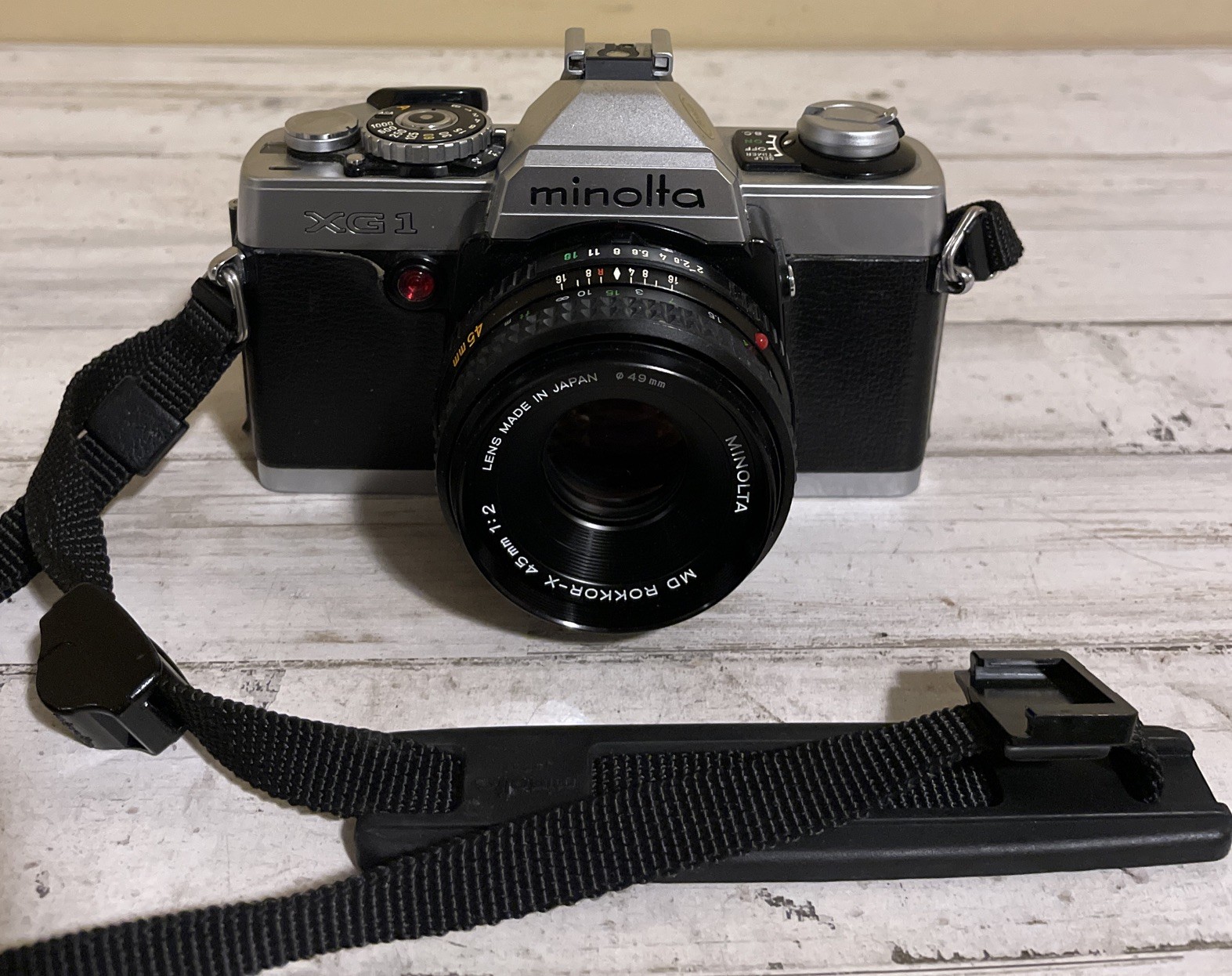 Minolta XG-1 Film Camera with MC Rokkor PF 45mm F/1:2 Lens F