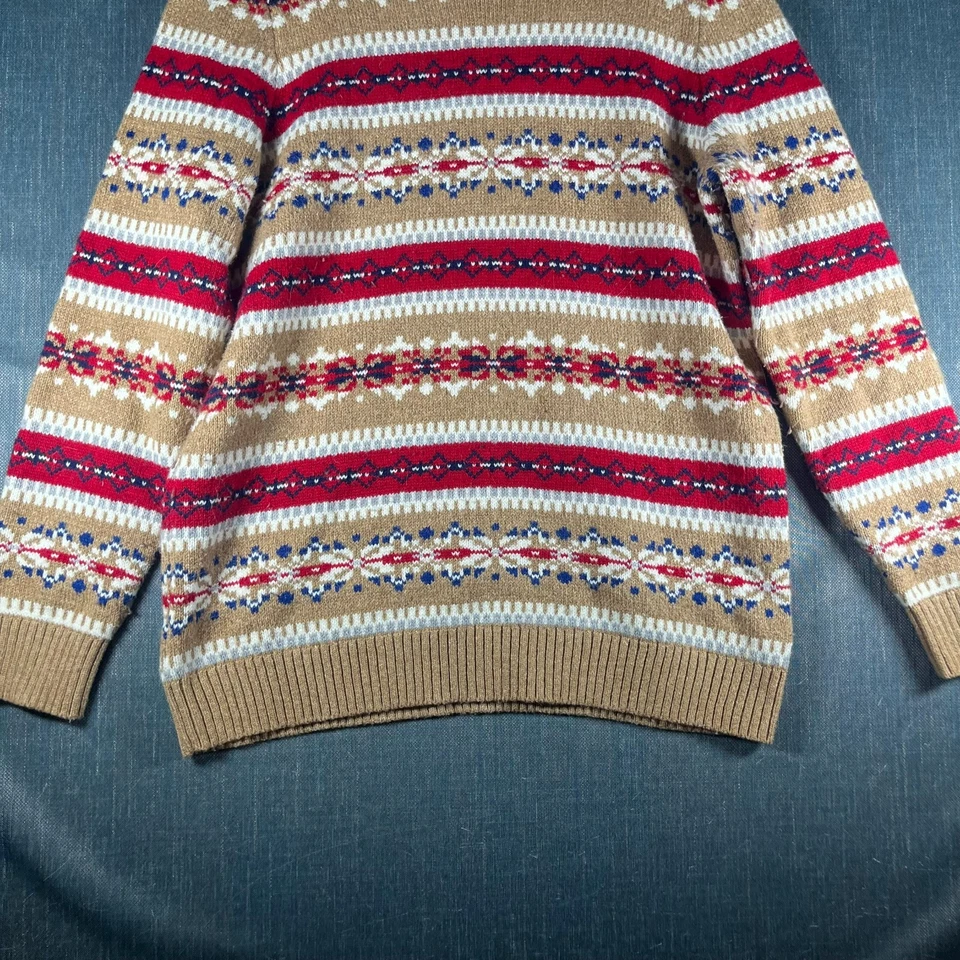 Suéter Lands End Niños Beige Rojo Isla Justa Manga Larga Pullover Talla M Algodón Foto 3 de 4
