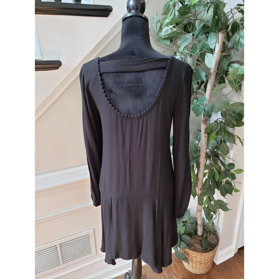 Xhilaration 紧身连衣裙女式 L 黑色刺绣分体长袖垂腰 — 第 4/4 张图片