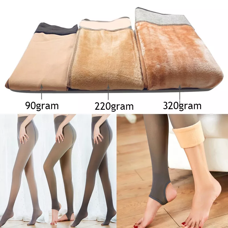 Women Thermal Lined Translucent Pantyhose Warm Winter Fleece