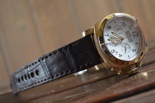 CORREA RELOJ 22 20 18 MM PIEL COCODRILO MARRON MA STRAP HECHA A MANO UBRIQUE - Imagen 10 de 12