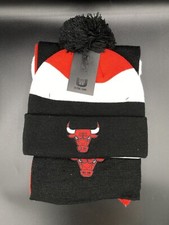 Chicago Bulls NBA Knit Beanie Hat And Scarf Black One Size