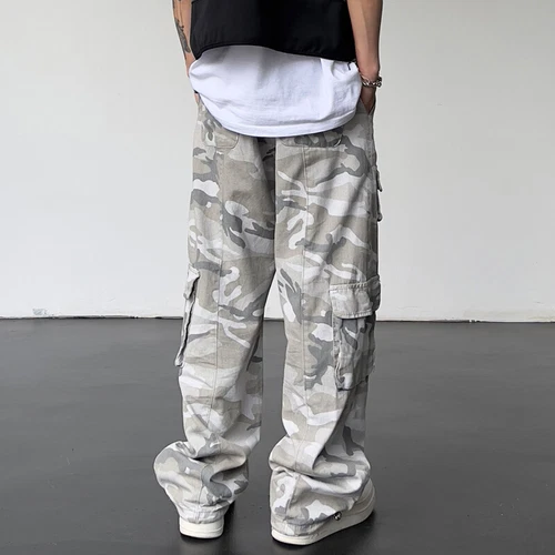 Men Cargo Pants Camouflage Outdoor Trousers Baggy Hip Hop Pocket Streetwear - Picture 5 of 10