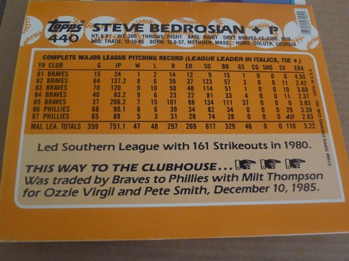STEVE BEDROSIAN Topps PHILLIES Baseball 1988 Duotang FOLDER Paper Pocket VINTAGE - Picture 4 of 4
