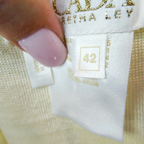 Escada Margaretha Ley Knee Length Pencil Skirt Sz L Ivory Champagne Gold Knit - Picture 8 of 11