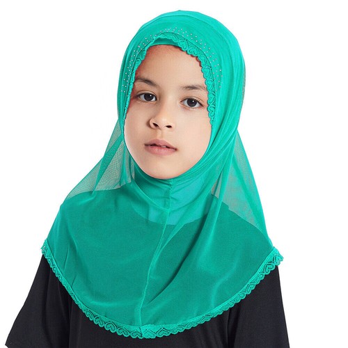 Children Girls Kids Hijab One Piece Amira Turban Shawls Headwrap Islamic Scarves - Picture 67 of 68