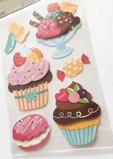 Cupcake Stickers, Cupcake Embellishments, Card Making Supplies, Dessert Stickers