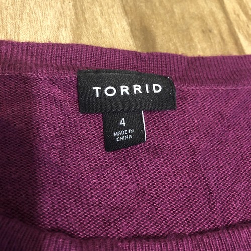 Torrid Burgundy Purple Knit Crew Neck Pullover Short Sleeve Womens Plus Size 4 - Picture 3 of 7