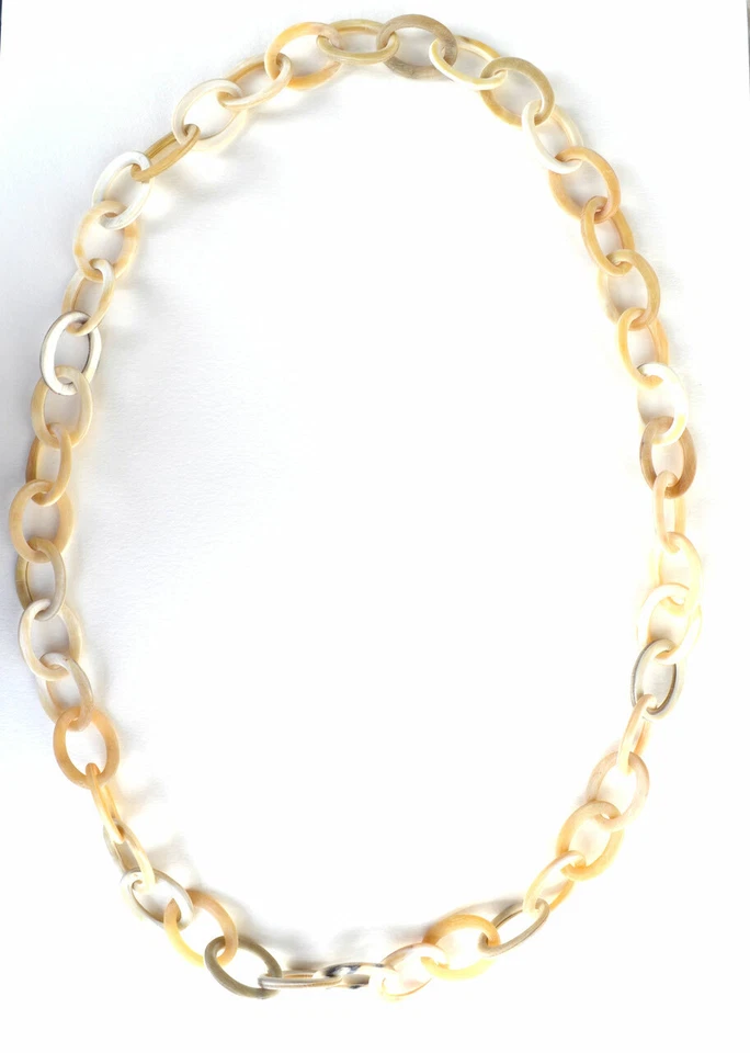 camilieri Horn Büffelhorn Halskette Kette natur beige creme matt Hornkette NEU - Bild 3 von 3