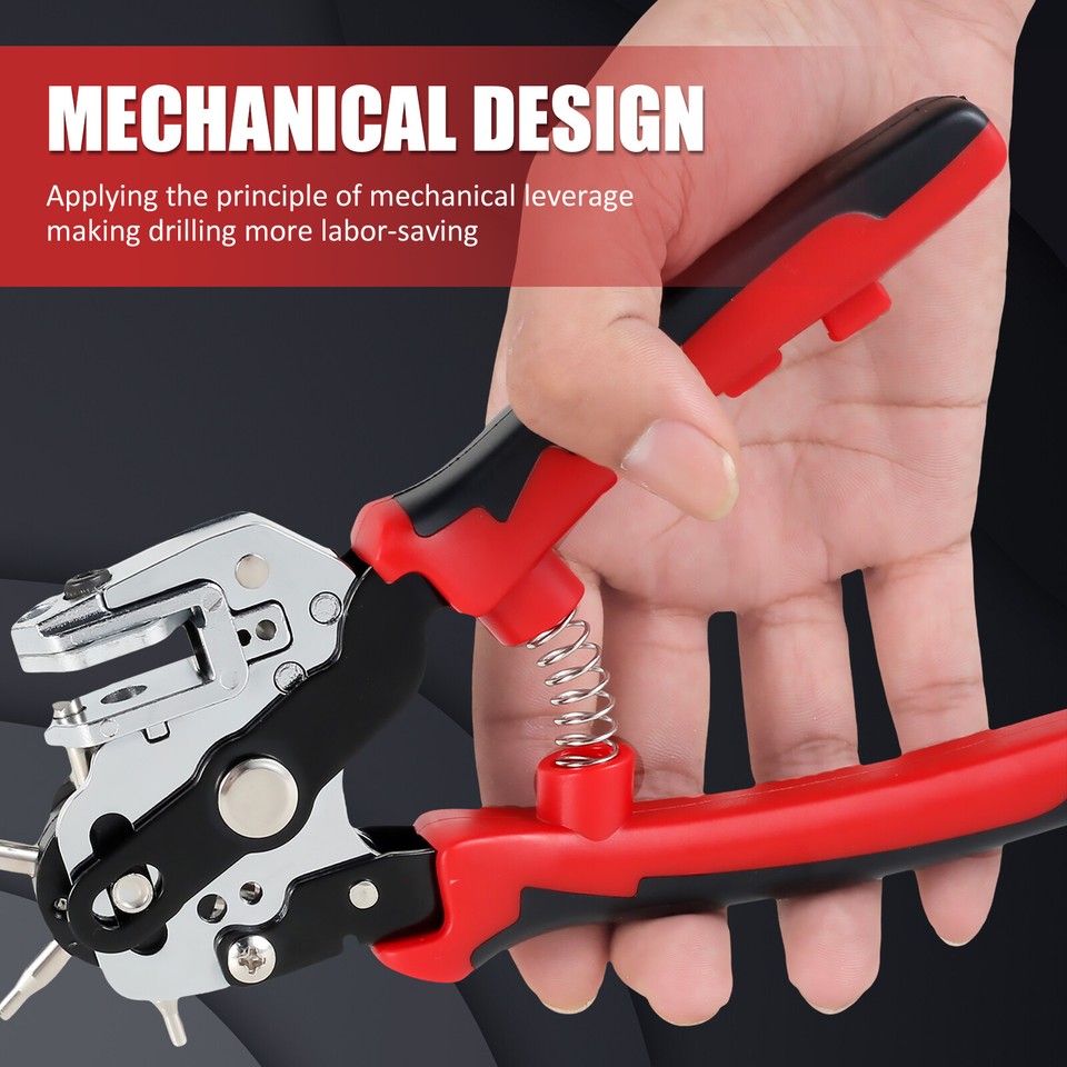 Leather Belt Puncher Eyelet Hole Paper Punch Punching Plier Revolving