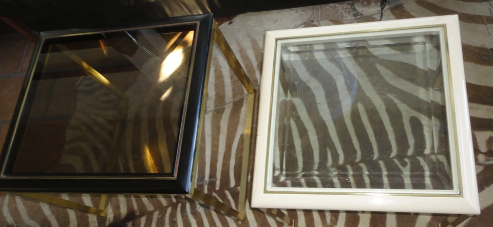 2 table basse gigogne FONDART MOBiliARiO bois laqué laiton or design 1970 verre - Photo 2/4