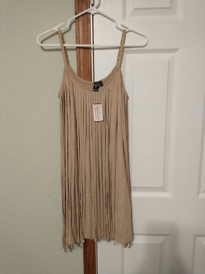 NWT Women's Windsor Sz L Taupe Fringe Form Fitting Western Boho Cowgirl Dress