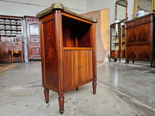 MOBILETTO CON PERSIANA IN MOGANO CON MARMO ORIGINALE EPOCA XIX SECOLO RESTAURATO - Foto 23 di 23