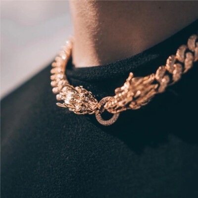 Iced Out Double Dragon Cuban Necklace