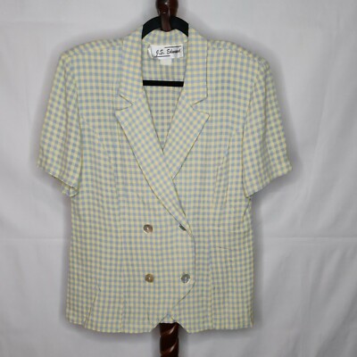 J.S. Edward vintage women's 8 top & shorts set yellow blue checked (see below)