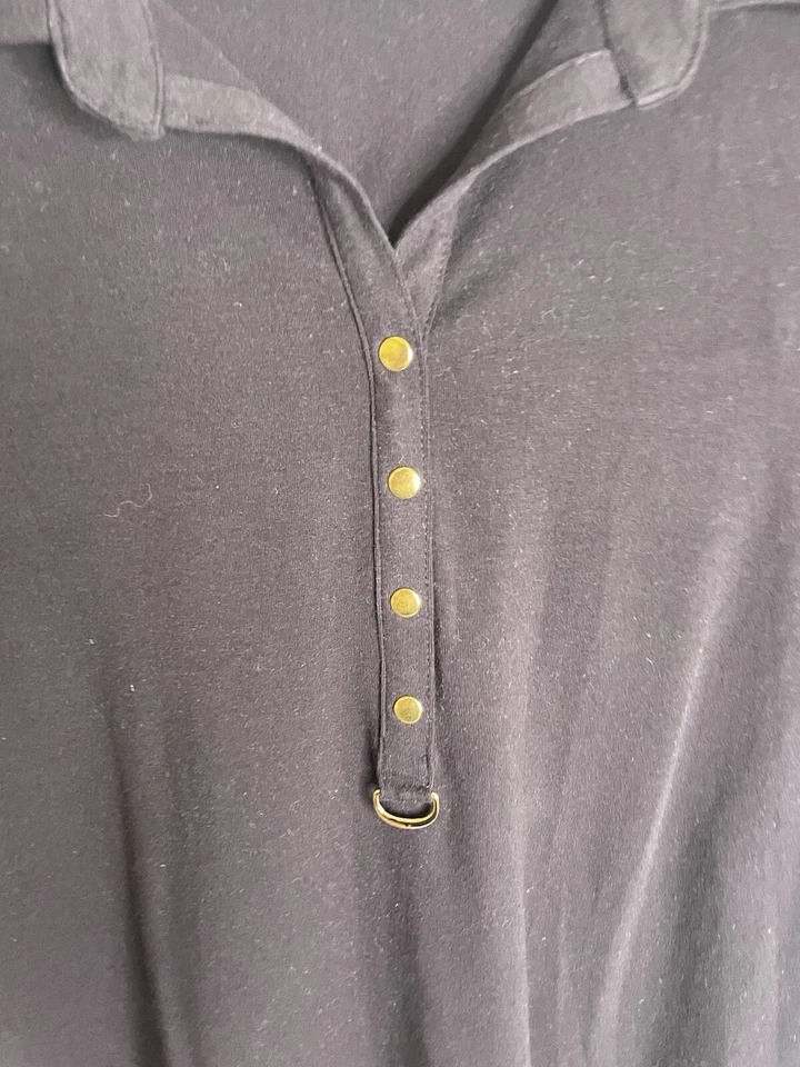 Vestido polo para mujer Susan Graver talla grande 1X hasta la rodilla negro 663 Foto 2 de 4