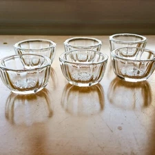 Vintage Anchor Hocking Pressed Clear Glass Salt Cellars Pinch Cups Set of 6