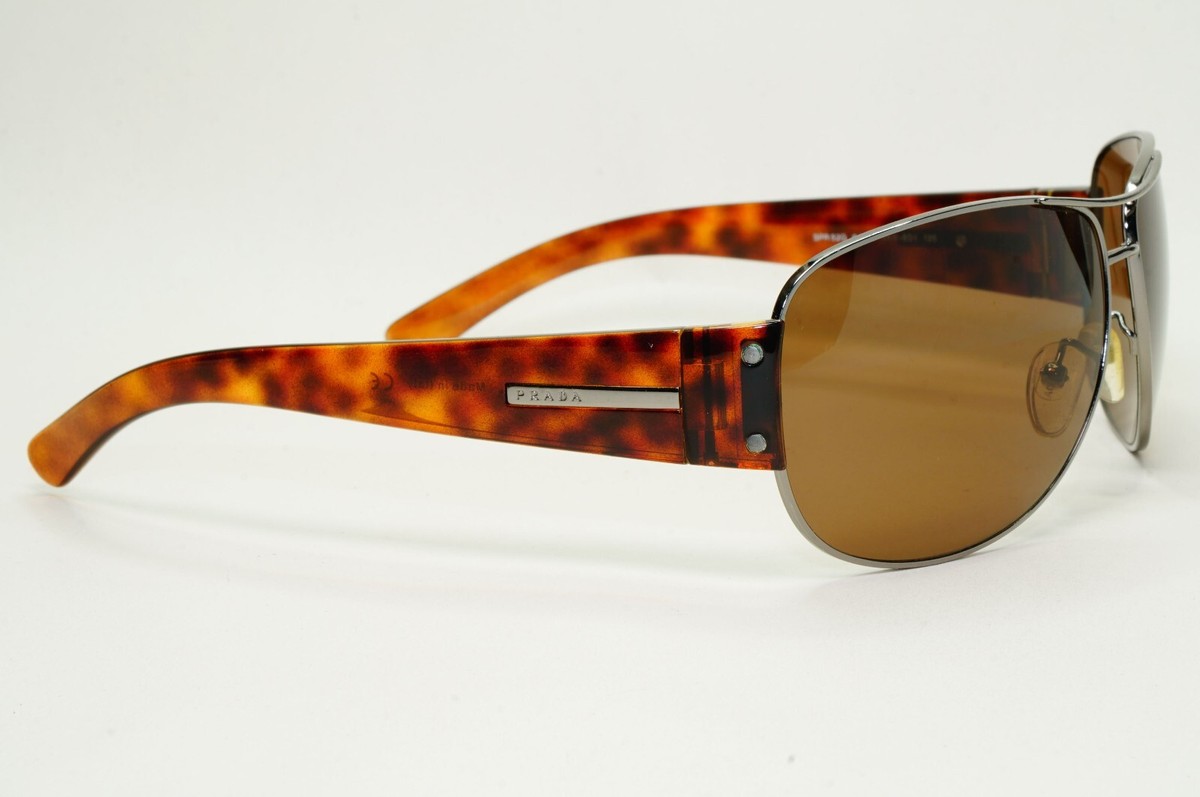 Prada SPR 52G Aviator Sunglasses Gold Frame Brown Lens Tortoise Arms Prada SPR 52G Tortoise Gold Unisex Aviator | Mercari main image 4